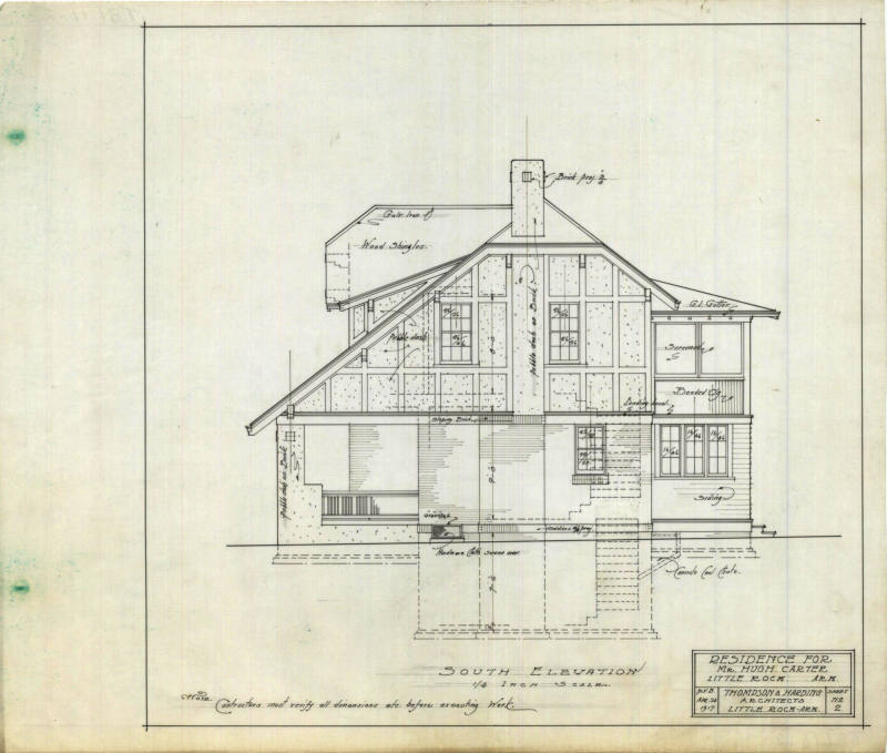 Drawings, Thompson Architectural - Hugh Carter House, Little Rock