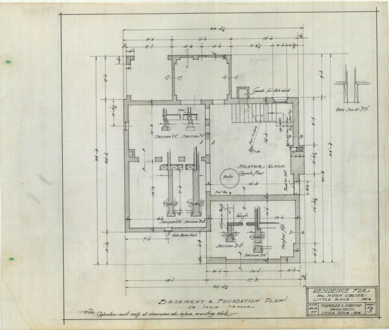 Drawings, Thompson Architectural - Hugh Carter House, Little Rock