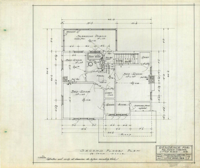 Drawings, Thompson Architectural - Hugh Carter House, Little Rock