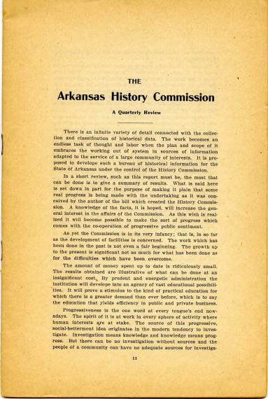 Booklet, Arkansas History Commission