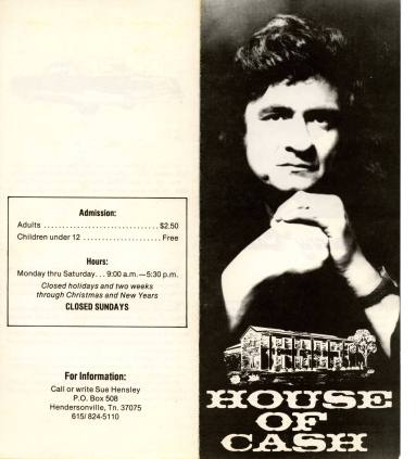 Brochure, Johnny Cash Museum