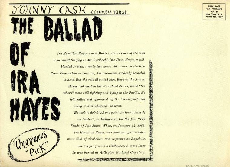 Broadside, The Ballad of Ira Hayes - Johnny Cash