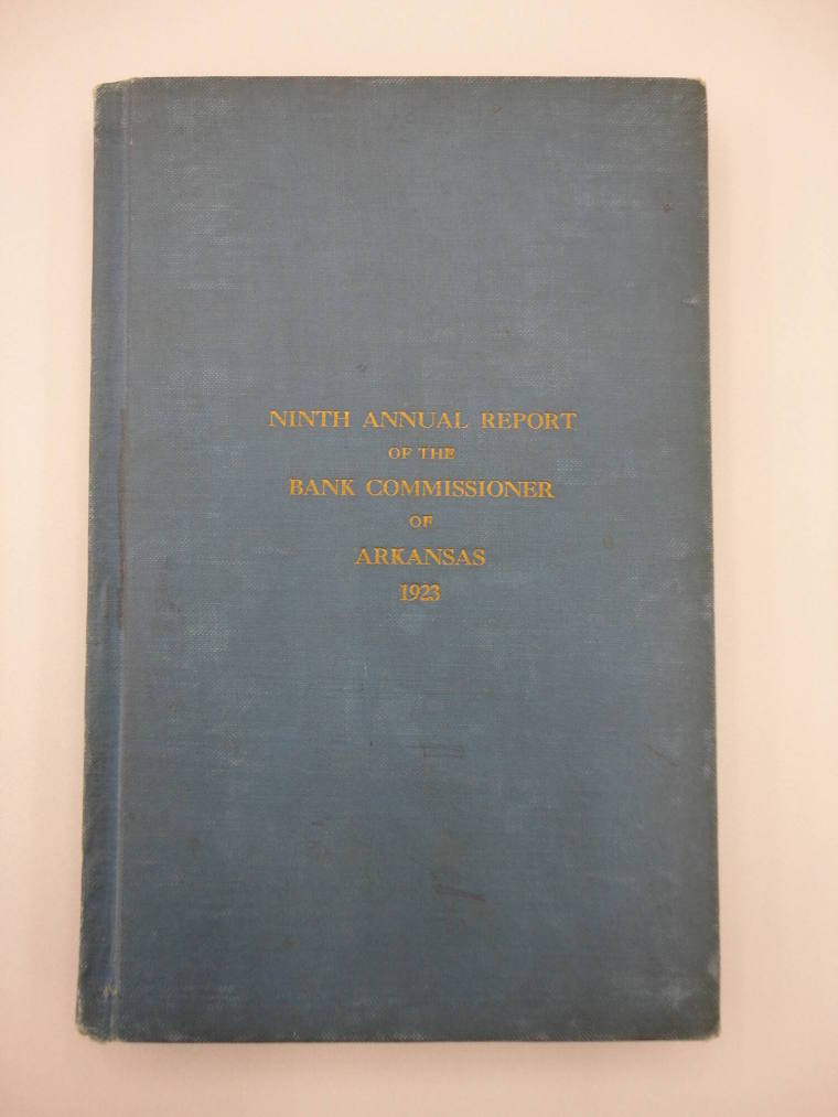 Book, "9th Annual Report, Bank Commissioner of Arkansas"