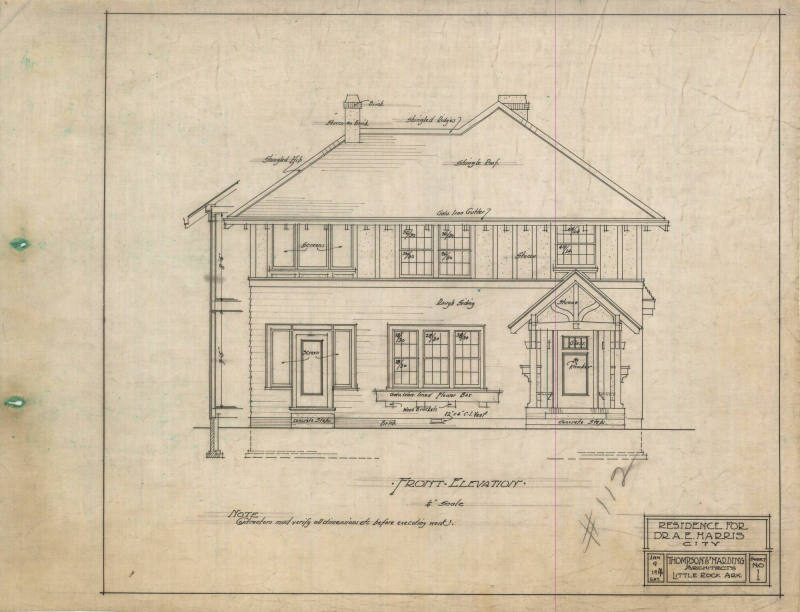 Drawing, Thompson Architectural - Dr. A.E. Harris, Little Rock