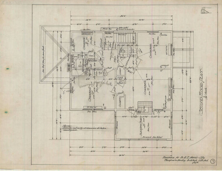 Drawing, Thompson Architectural - Dr. A.E. Harris, Little Rock