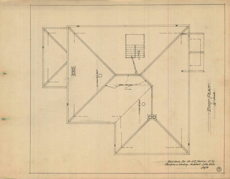 Drawing, Thompson Architectural - Dr. A.E. Harris, Little Rock