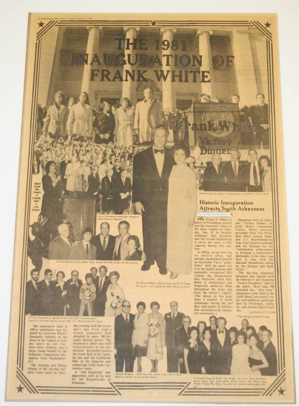 Newspaper Page, Governor Frank White Inauguration