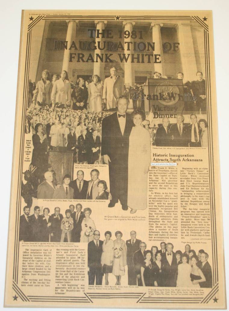 Newspaper Page, Governor Frank White Inauguration