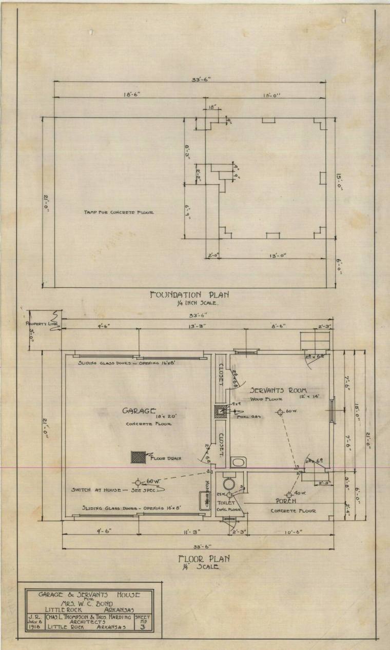 Drawing, Thompson Architectural - Mrs. W.C. Bond, Little Rock