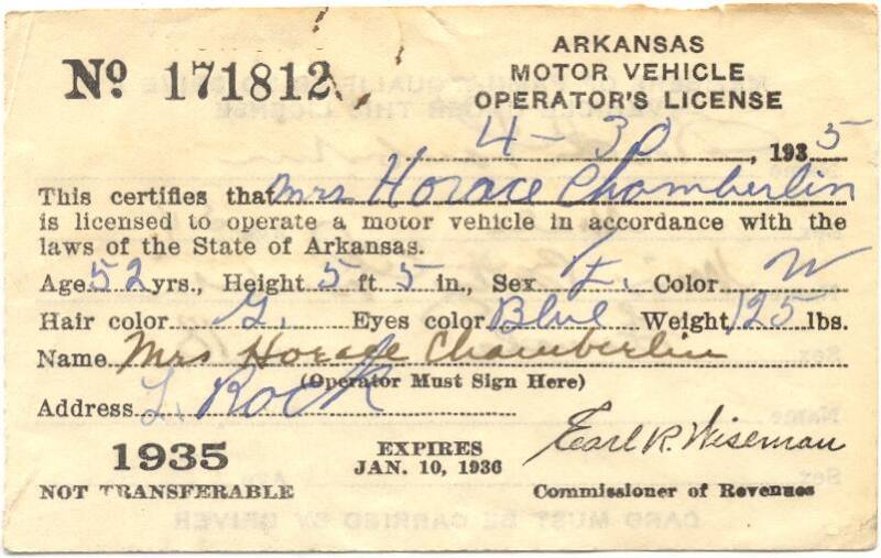 License, Driver's - Horace Chamberlain