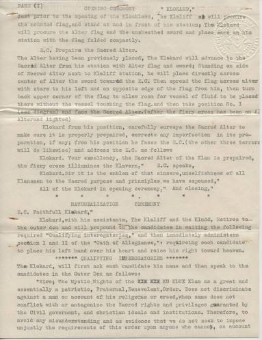 Document, Ku Klux Klan - Opening Ceremony