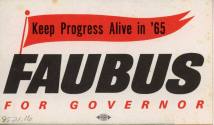 Card, Campaign - Governor Orval Faubus