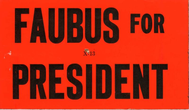 Bumper Sticker, Faubus for President