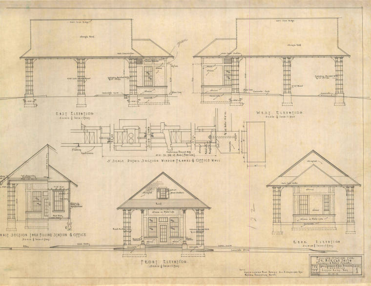 Drawing, Thompson Architectural - Morgan Smith Gas Station