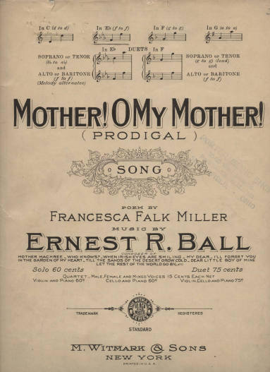 Sheet Music, "Mother! Oh Mother!"