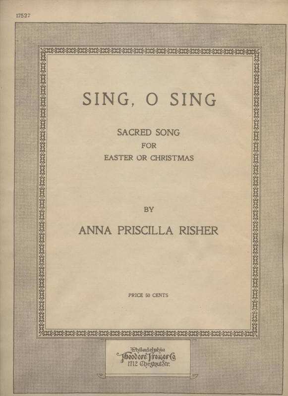 Sheet Music, "Sing O Sing"