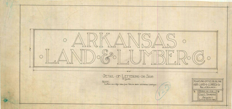 Drawing, Thompson Architectural - Arkansas Land & Lumber Co.