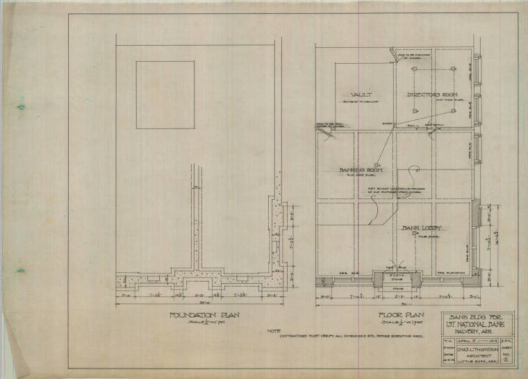 Drawing, Thompson Architectural- 1st National Bank, Malvern