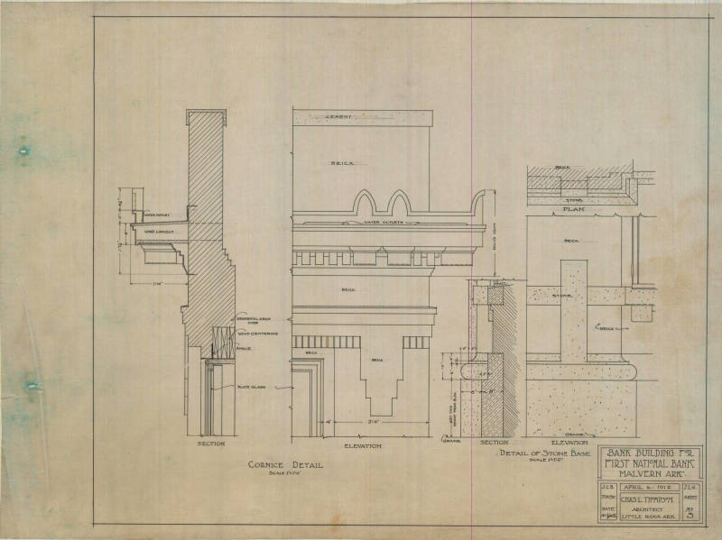 Drawing, Thompson Architectural- 1st National Bank, Malvern