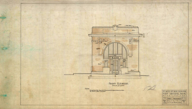 Drawing, Thompson Architectural- 1st National Bank, Morrilton