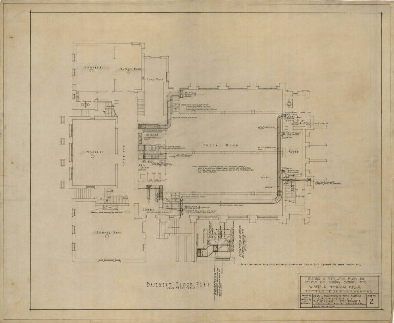 Drawing, Thompson Architectural - Winfield Memorial Church, Little Rock