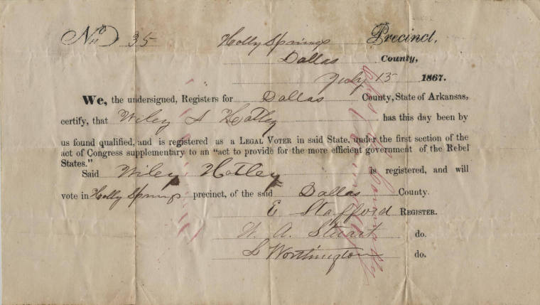 Document, Voting Rights for Wiley A. Hatley