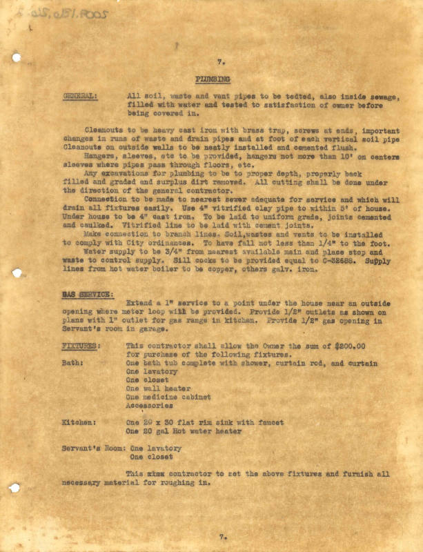 Charles Thompson Work Specifications, Thompson - W.L. Spikes, Little Rock