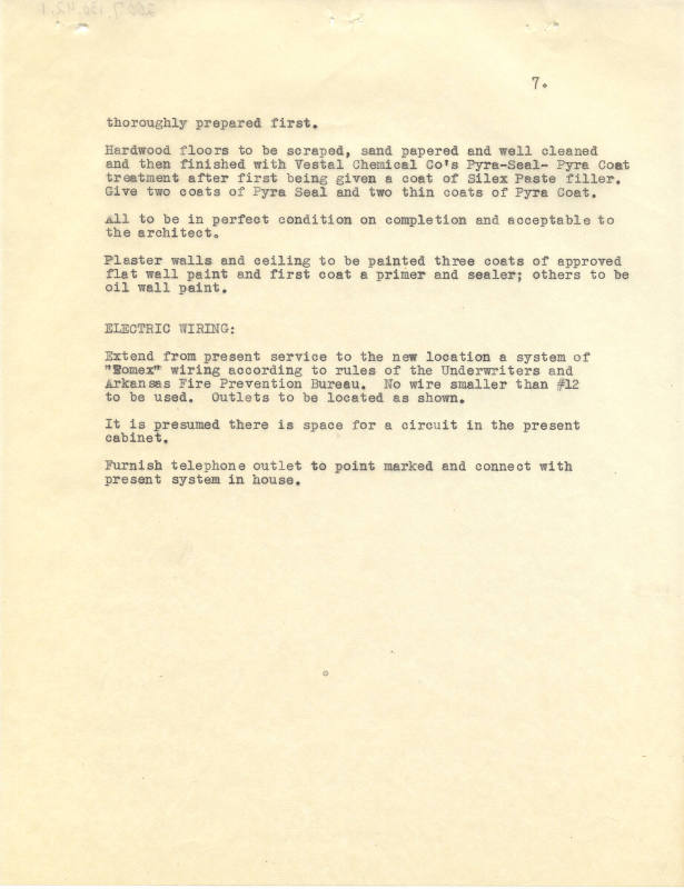 Charles Thompson Work Specifications - T.L. Bellingrath, Little Rock