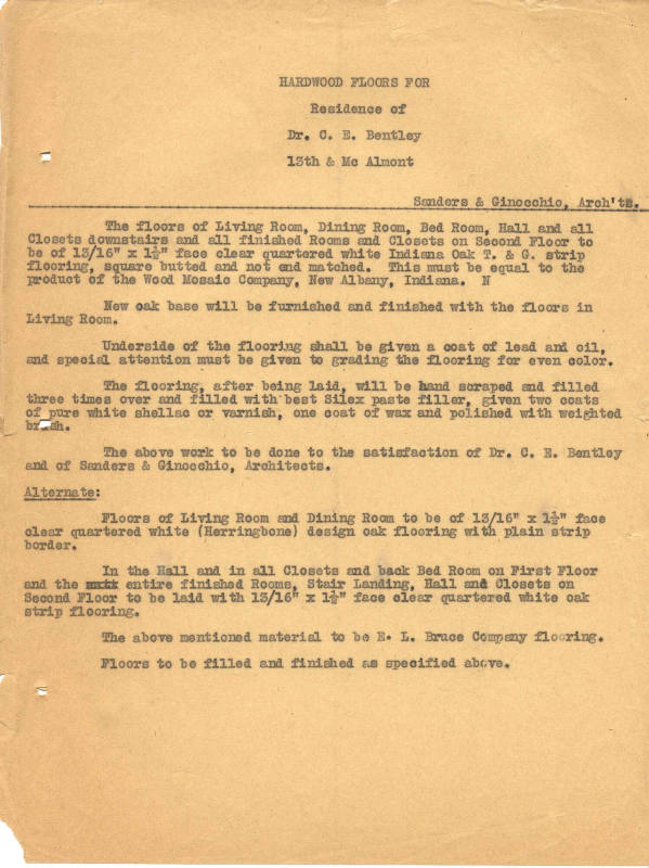 Charles Thompson Work Specifications - C.E. Bentley, Little Rock