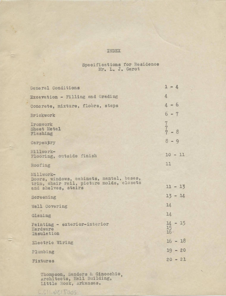 Charles Thompson Work Specifications - L.T. Garot, DeWitt