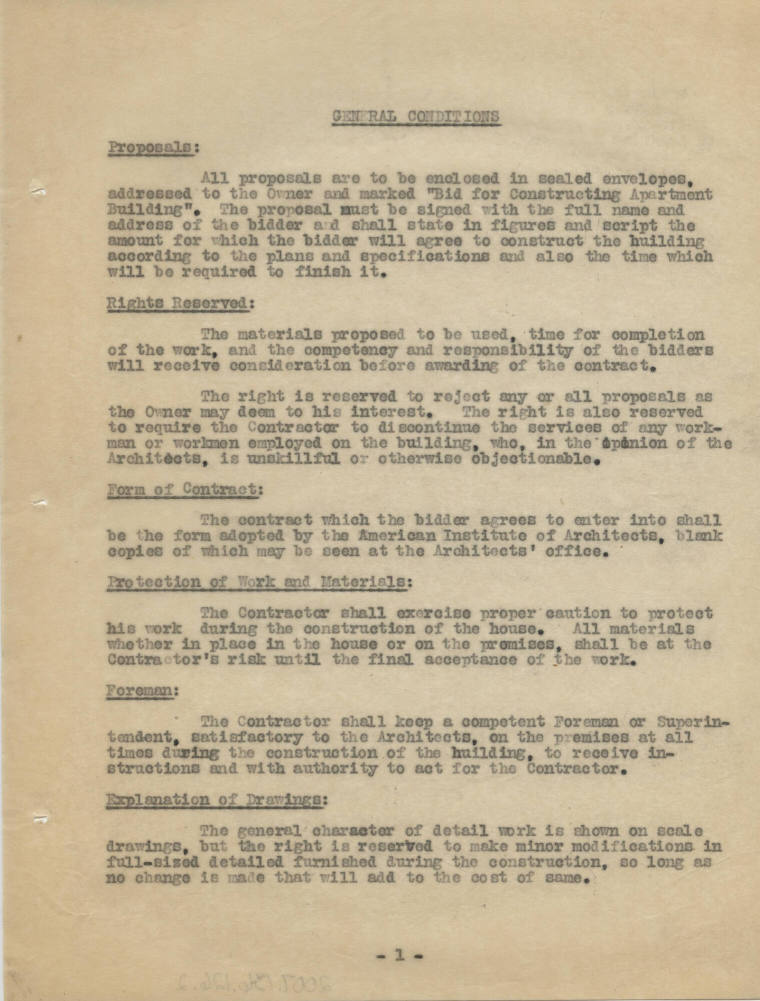 Charles Thompson Work Specifications - Mrs. Thos. Gaughan, Camden