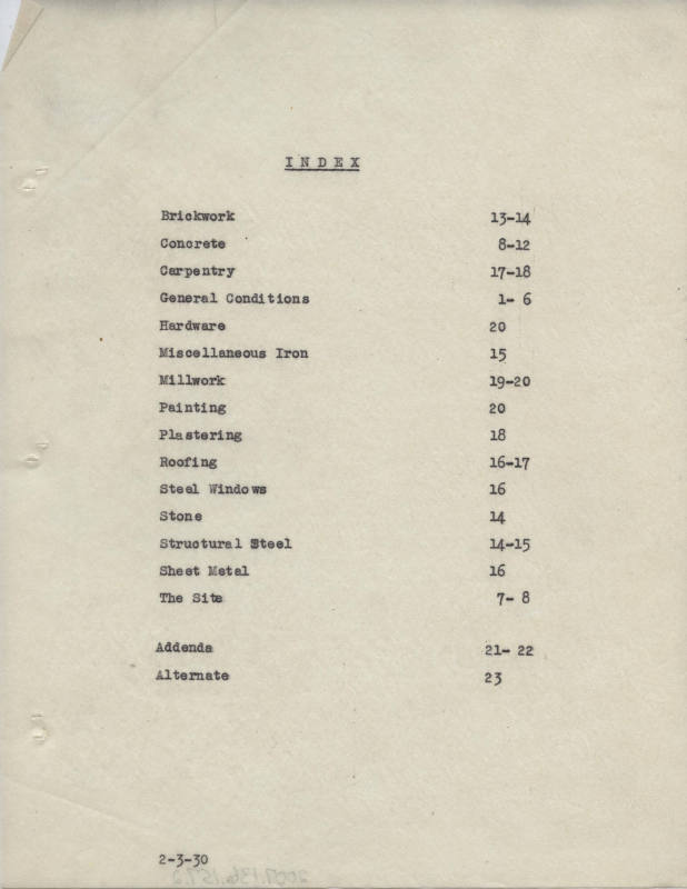 Charles Thompson Work Specifications - Firestone, Hot Springs