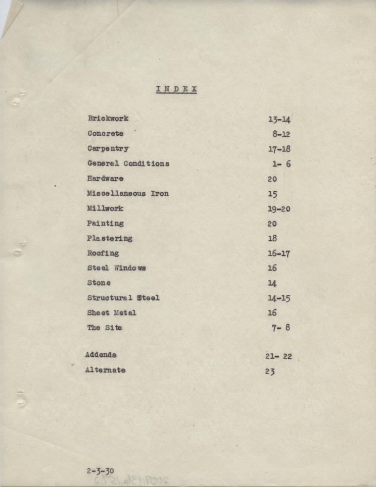 Charles Thompson Work Specifications - Firestone, Hot Springs