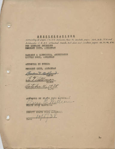 Charles Thompson Work Specifications - Forrest City Library