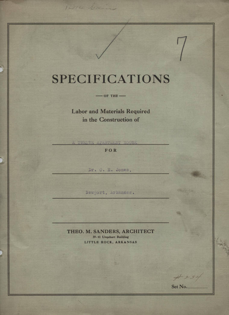 Charles Thompson Work Specifications - O.E. Jones, Newport