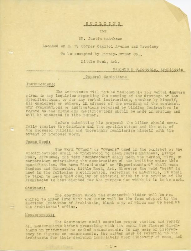 Charles Thompson Work Specifications - Finley/Turner Co. (Justin Matthews)