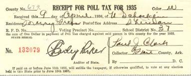 Receipt, Poll Tax for 1935