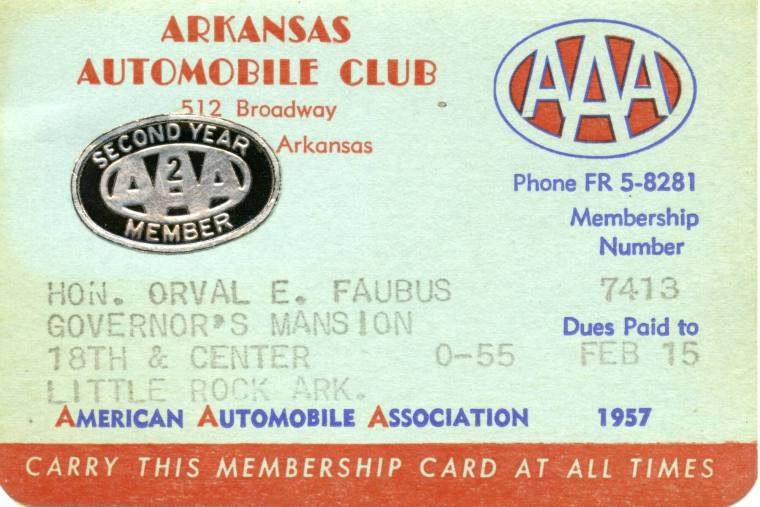 Card, Membership - Orval Faubus