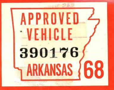 Sticker, Arkansas State Police Vehicle Inspection