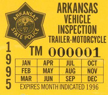 Sticker, Arkansas State Police Vehicle Inspection