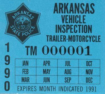 Sticker, Arkansas State Police Vehicle Inspection