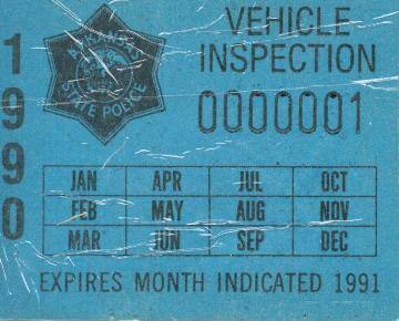 Sticker, Arkansas State Police Vehicle Inspection