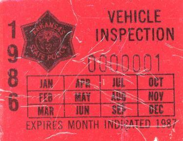 Sticker, Arkansas State Police Vehicle Inspection