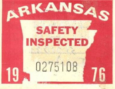 Sticker, Arkansas State Police Vehicle Inspection