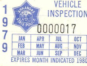 Sticker, Arkansas State Police Vehicle Inspection