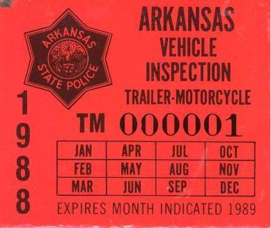 Sticker, Arkansas State Police Vehicle Inspection