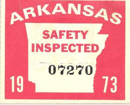 Sticker, Arkansas State Police Vehicle Inspection