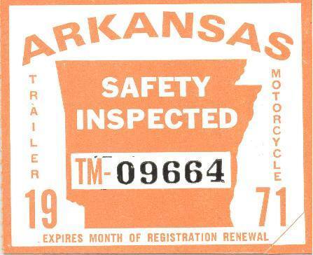 Sticker, Arkansas State Police Vehicle Inspection