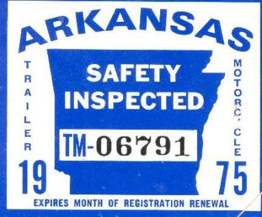 Sticker, Arkansas State Police Vehicle Inspection