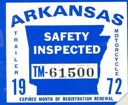 Sticker, Arkansas State Police Vehicle Inspection